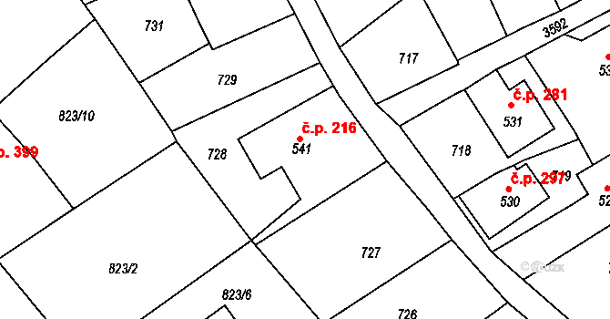 Cvikov II 216, Cvikov na parcele st. 541 v KÚ Cvikov, Katastrální mapa