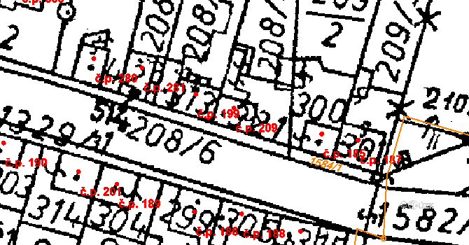 Starý Kolín 209 na parcele st. 321 v KÚ Starý Kolín, Katastrální mapa