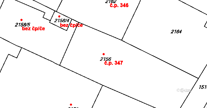 Pisárky 347, Brno na parcele st. 2156 v KÚ Pisárky, Katastrální mapa