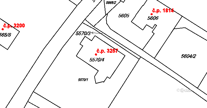 Frýdek 3257, Frýdek-Místek na parcele st. 5570/4 v KÚ Frýdek, Katastrální mapa