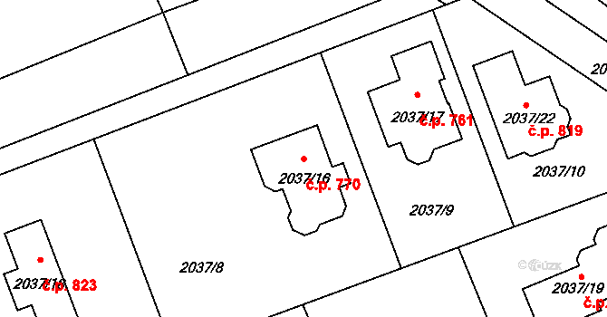 Planá nad Lužnicí 770 na parcele st. 2037/16 v KÚ Planá nad Lužnicí, Katastrální mapa