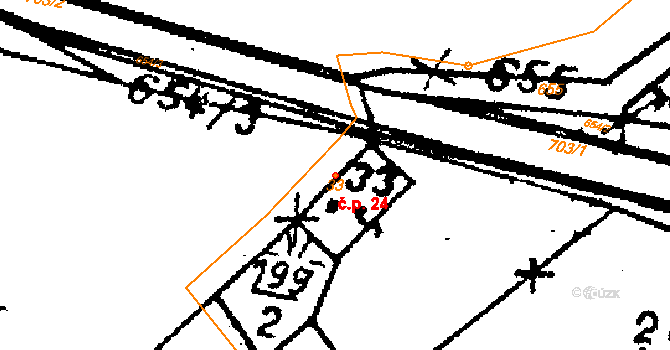 Horní Rokytá 24, Rokytá na parcele st. 33 v KÚ Horní Rokytá, Katastrální mapa