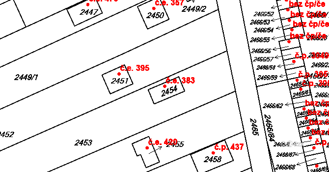 Planá nad Lužnicí 383 na parcele st. 2454 v KÚ Planá nad Lužnicí, Katastrální mapa