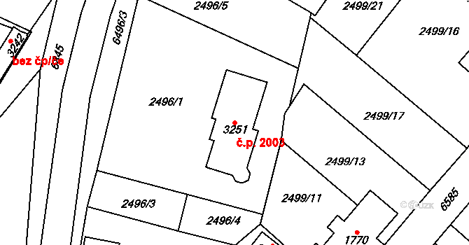 Kraslice 2003 na parcele st. 3251 v KÚ Kraslice, Katastrální mapa