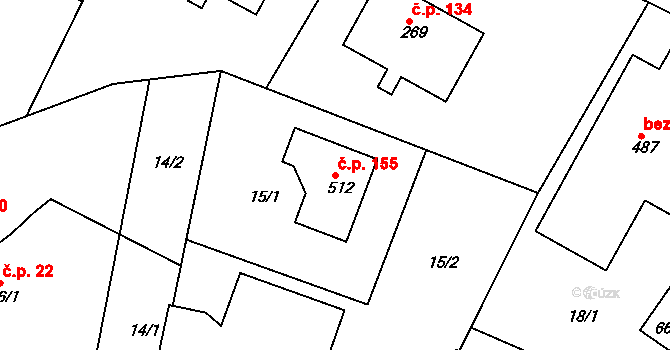 Byškovice 155, Neratovice na parcele st. 512 v KÚ Byškovice, Katastrální mapa