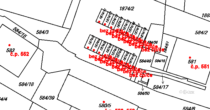 Brno 39483169 na parcele st. 1874/6 v KÚ Komín, Katastrální mapa