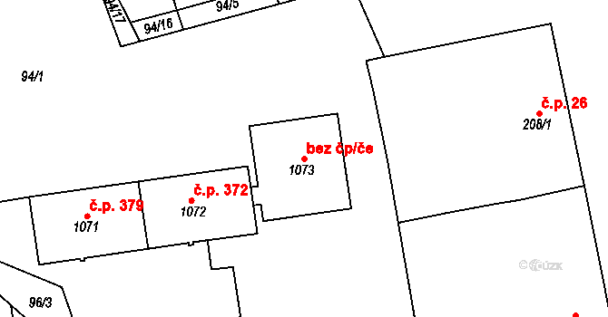 Hrušovany nad Jevišovkou 40969169 na parcele st. 1073 v KÚ Hrušovany nad Jevišovkou, Katastrální mapa