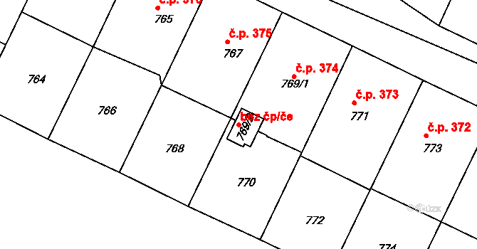 Brumov-Bylnice 43463169 na parcele st. 769/2 v KÚ Bylnice, Katastrální mapa