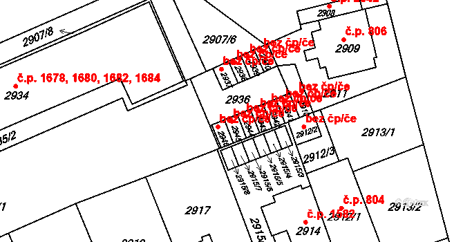 Brno 45546169 na parcele st. 2945 v KÚ Černá Pole, Katastrální mapa