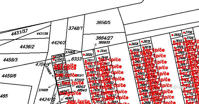 Břeclav 47085169 na parcele st. 2645 v KÚ Břeclav, Katastrální mapa
