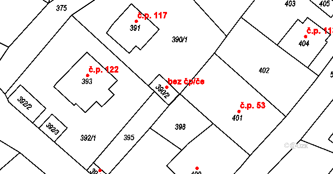 Lhotka 50151169 na parcele st. 390/2 v KÚ Lhotka u Hořovic, Katastrální mapa