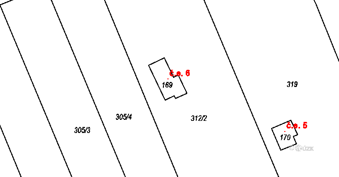 Hřivčice 6, Peruc na parcele st. 169 v KÚ Hřivčice, Katastrální mapa