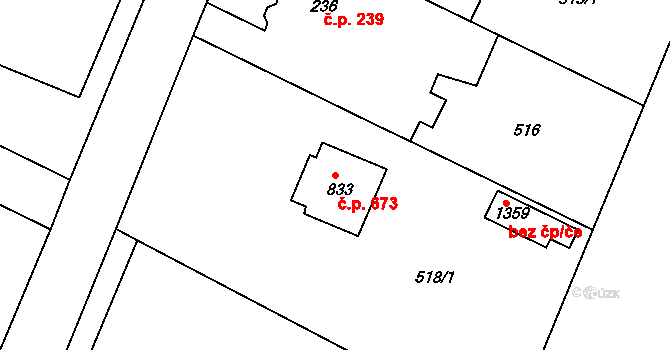 Neratovice 673 na parcele st. 833 v KÚ Neratovice, Katastrální mapa