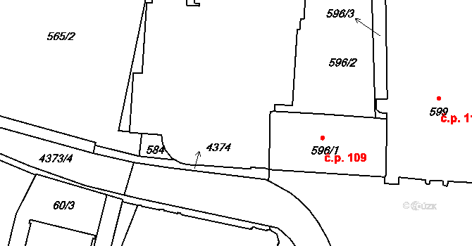 Veselí nad Lužnicí I 600, Veselí nad Lužnicí na parcele st. 586/1 v KÚ Veselí nad Lužnicí, Katastrální mapa