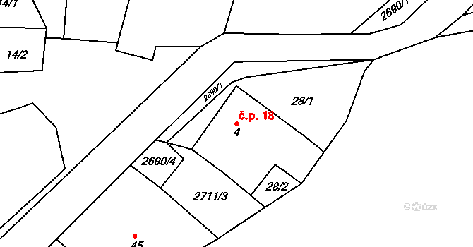 Strážovice 18, Pačejov na parcele st. 4 v KÚ Strážovice u Pačejova, Katastrální mapa