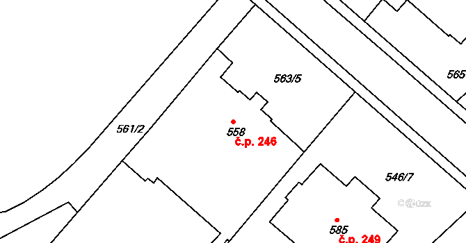 Broumov 246 na parcele st. 558 v KÚ Broumov, Katastrální mapa