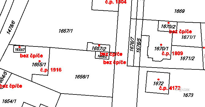 Chomutov 80052169 na parcele st. 1656/2 v KÚ Chomutov I, Katastrální mapa
