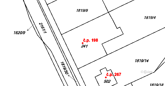 Katovice 198 na parcele st. 241 v KÚ Katovice, Katastrální mapa