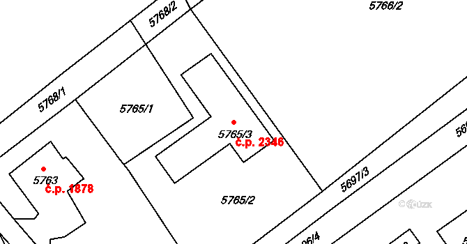 Pod Bezručovým vrchem 2346, Krnov na parcele st. 5765/3 v KÚ Krnov-Horní Předměstí, Katastrální mapa