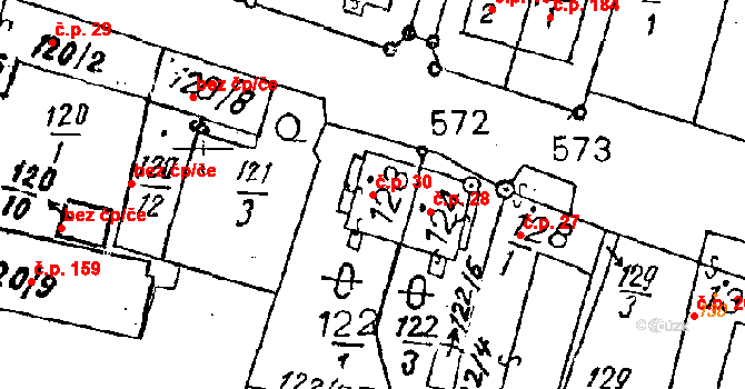 Dyjákovičky 30 na parcele st. 123 v KÚ Dyjákovičky, Katastrální mapa