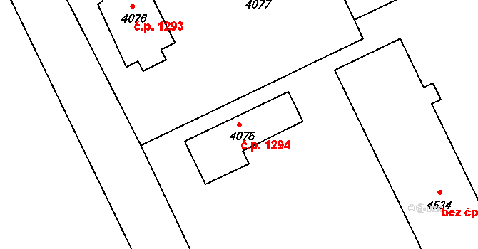 Rakšice 1294, Moravský Krumlov na parcele st. 4075 v KÚ Moravský Krumlov, Katastrální mapa