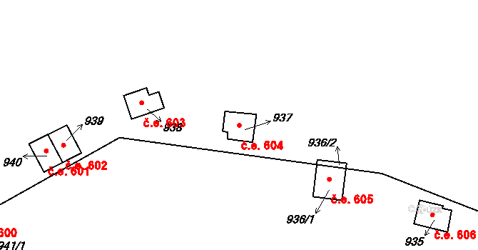 Štítary 604 na parcele st. 937 v KÚ Štítary na Moravě, Katastrální mapa