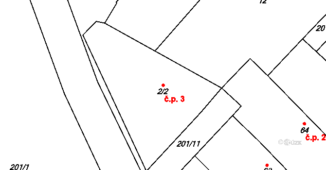 Běruničky 3, Běrunice na parcele st. 2/2 v KÚ Běruničky, Katastrální mapa