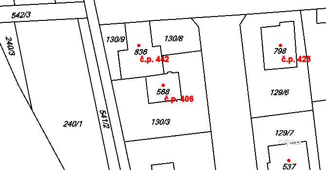 Přerov II-Předmostí 406, Přerov na parcele st. 568 v KÚ Předmostí, Katastrální mapa