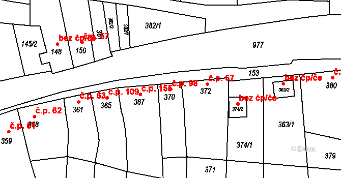 Přerov XII-Žeravice 98, Přerov na parcele st. 370 v KÚ Žeravice, Katastrální mapa