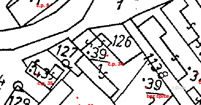 Klucké Chvalovice 34, Zbýšov na parcele st. 39/1 v KÚ Klucké Chvalovice, Katastrální mapa