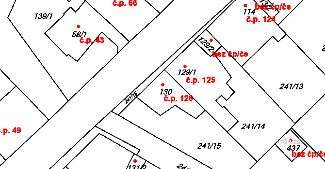 Braškov 126 na parcele st. 130 v KÚ Braškov, Katastrální mapa