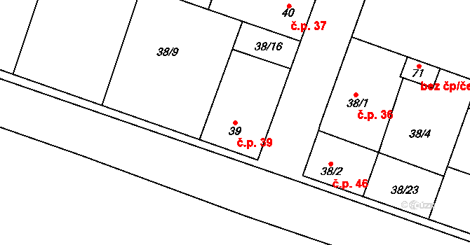 Kobylníky 39, Klobuky na parcele st. 39 v KÚ Kobylníky, Katastrální mapa