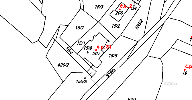 Vysoká Pec 31, Bohutín na parcele st. 207 v KÚ Vysoká Pec u Bohutína, Katastrální mapa