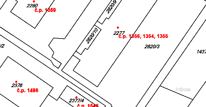 Dobříš 1354,1355,1356 na parcele st. 2277 v KÚ Dobříš, Katastrální mapa