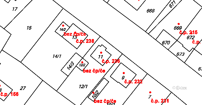 Janovice 236, Rýmařov na parcele st. 11 v KÚ Janušov, Katastrální mapa
