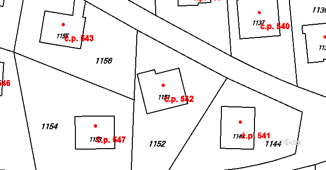 Horní Těrlicko 542, Těrlicko na parcele st. 1151 v KÚ Horní Těrlicko, Katastrální mapa
