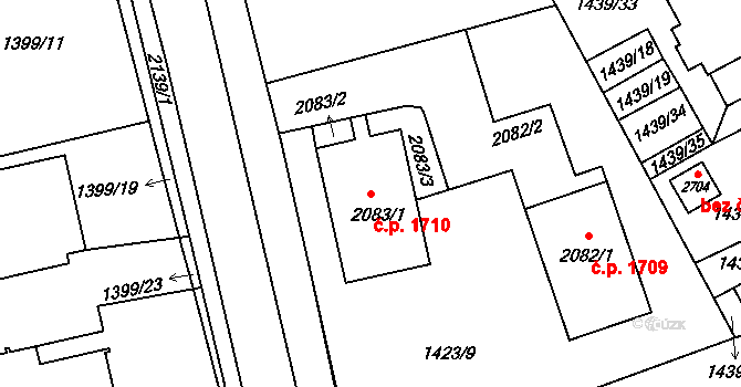 Šumperk 1710 na parcele st. 2083/1 v KÚ Šumperk, Katastrální mapa