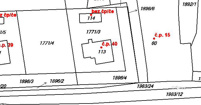 Pernolec 40, Částkov na parcele st. 113 v KÚ Pernolec, Katastrální mapa