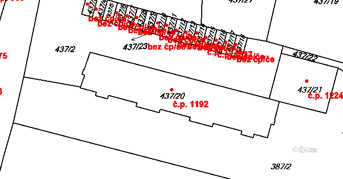 Předměstí 1192, Moravská Třebová na parcele st. 437/20 v KÚ Moravská Třebová, Katastrální mapa