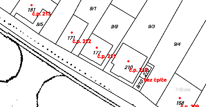 Prácheň 211, Kamenický Šenov na parcele st. 177 v KÚ Prácheň, Katastrální mapa