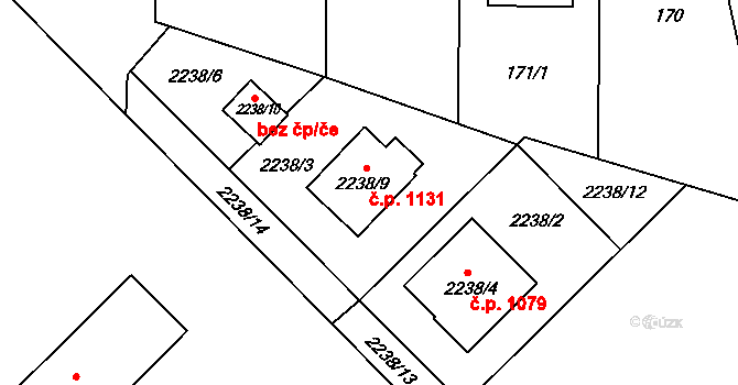 Lovosice 1131 na parcele st. 2238/9 v KÚ Lovosice, Katastrální mapa