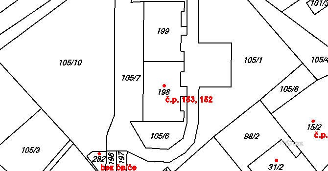 Polabec 152,153, Poděbrady na parcele st. 199 v KÚ Polabec, Katastrální mapa