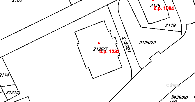 Michle 1233, Praha na parcele st. 2125/7 v KÚ Michle, Katastrální mapa