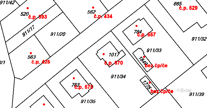 Rožmitál pod Třemšínem 670 na parcele st. 1017 v KÚ Rožmitál pod Třemšínem, Katastrální mapa