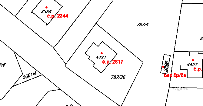 Dvůr Králové nad Labem 2817 na parcele st. 4431 v KÚ Dvůr Králové nad Labem, Katastrální mapa