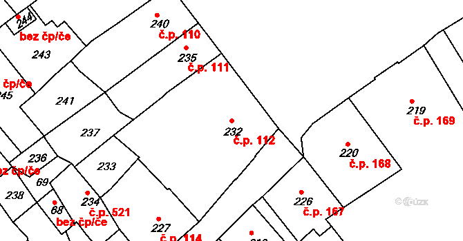 Hodkovice nad Mohelkou 112 na parcele st. 232 v KÚ Hodkovice nad Mohelkou, Katastrální mapa