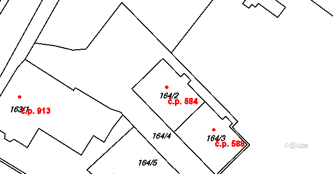 Rumburk 1 584, Rumburk na parcele st. 164/2 v KÚ Rumburk, Katastrální mapa