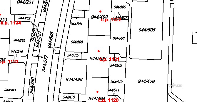 Šumbark 1121, Havířov na parcele st. 944/498 v KÚ Šumbark, Katastrální mapa