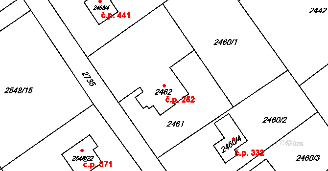 Dolní Suchá 252, Havířov na parcele st. 2462 v KÚ Dolní Suchá, Katastrální mapa