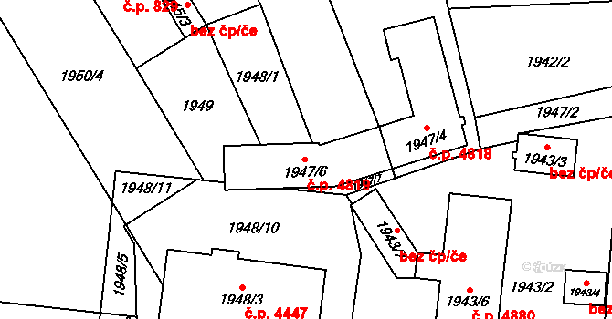 Jihlava 4819 na parcele st. 1947/6 v KÚ Jihlava, Katastrální mapa